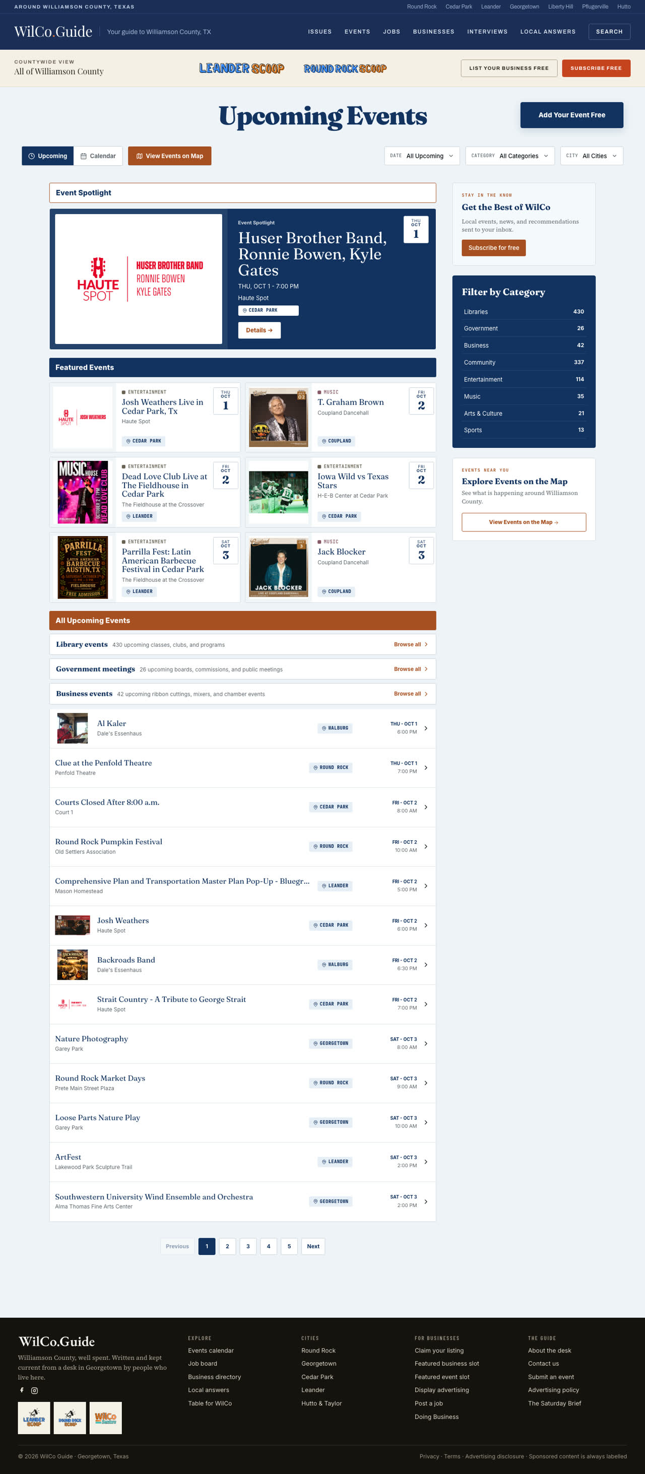 The WilCo Guide events calendar